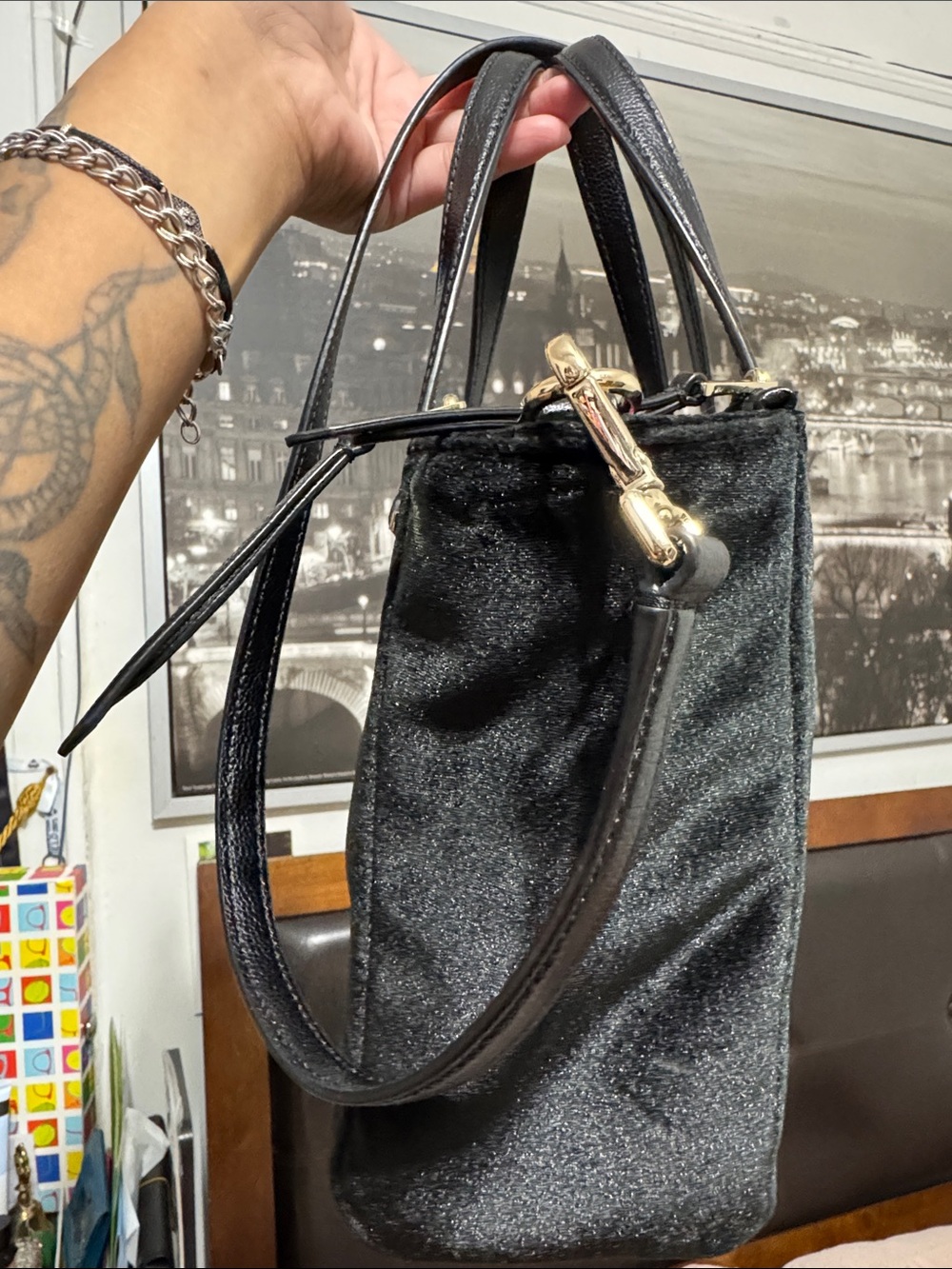 kate spade Black Velvet Satchel - Picture 2 of 11